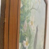 Acrylic drawing and varnished wooden frame