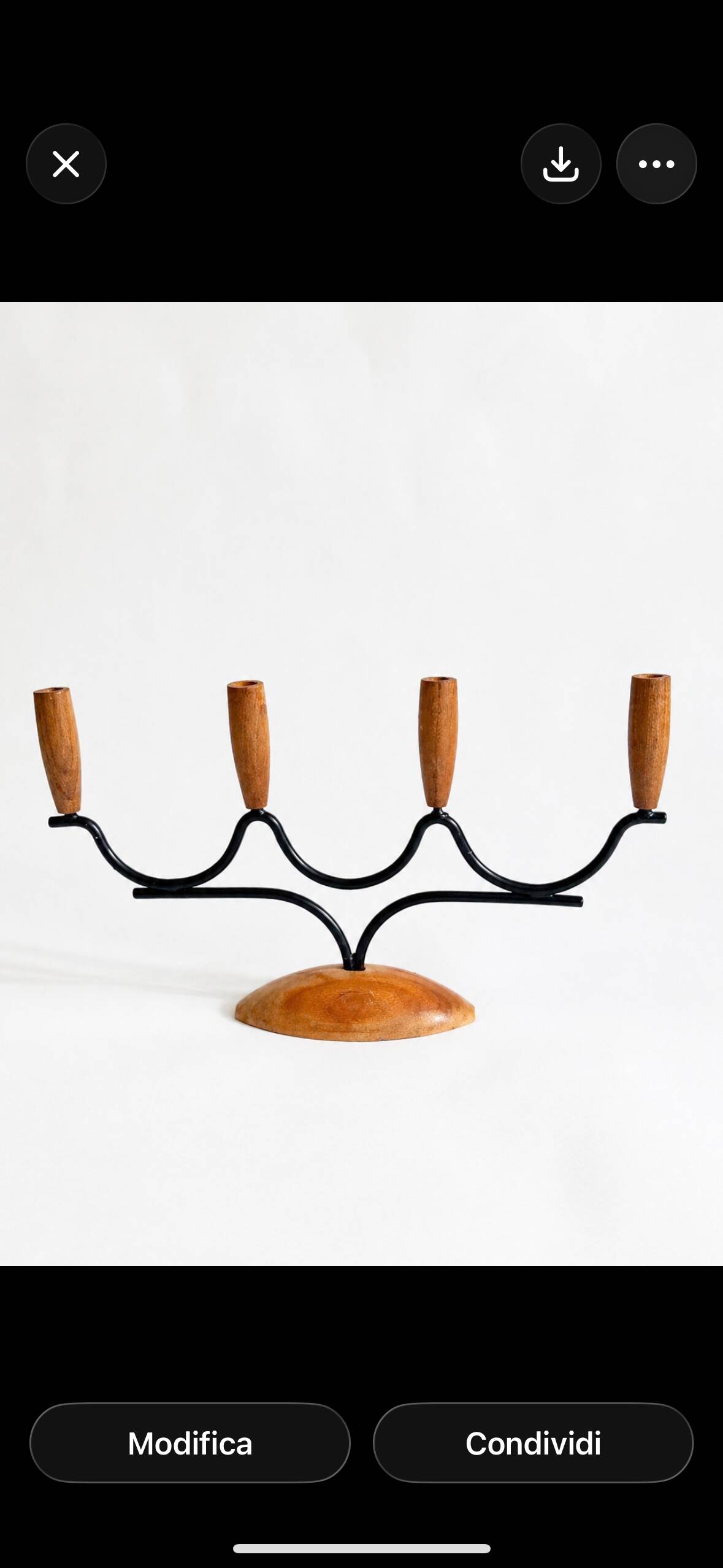 Chandelier Candelabre Mid-Century en Teck et Métal Noir – Design Danois
