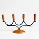 Chandelier Candelabre Mid-Century en Teck et Métal Noir – Design Danois