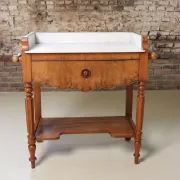 Walnut washstand with marble top and towel rails – Louis-Philippe, 19th c.