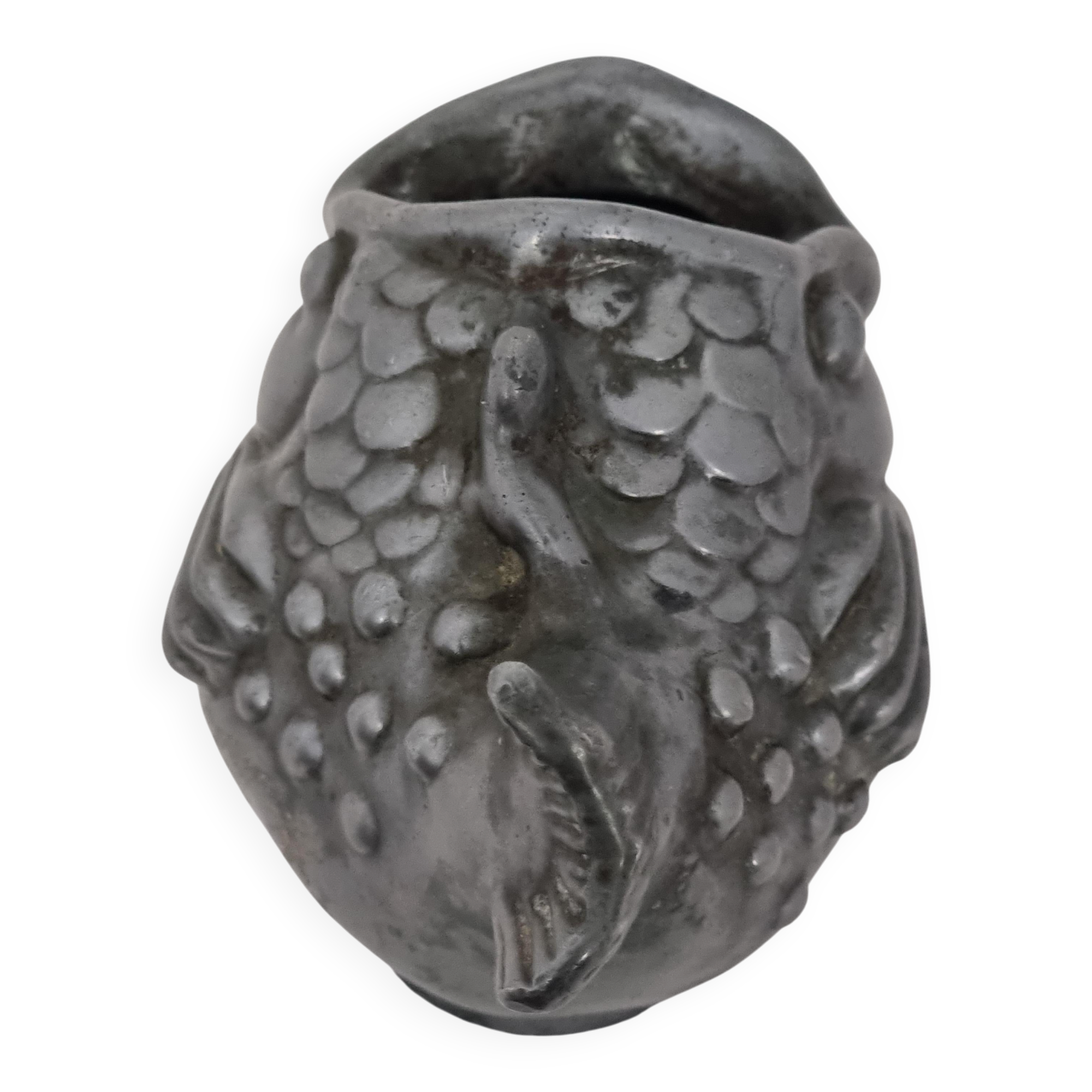Just Andersen, fish vase in pewter, Denmark, 1930s