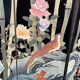 Chinese lacquered screen with decorations of birds and bamboo. Chinese work. Around 1950.