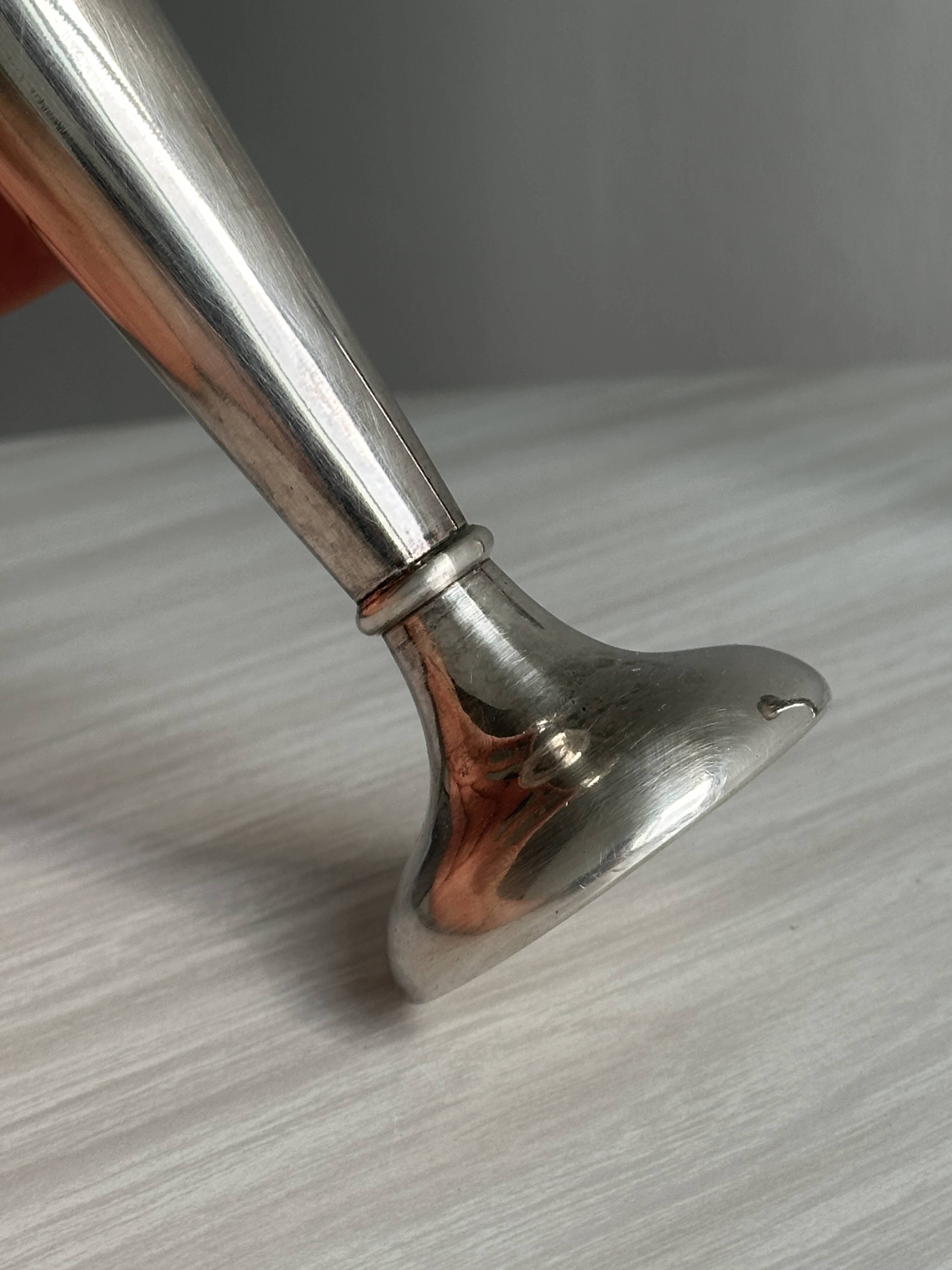 Pair of shiny silver metal vases