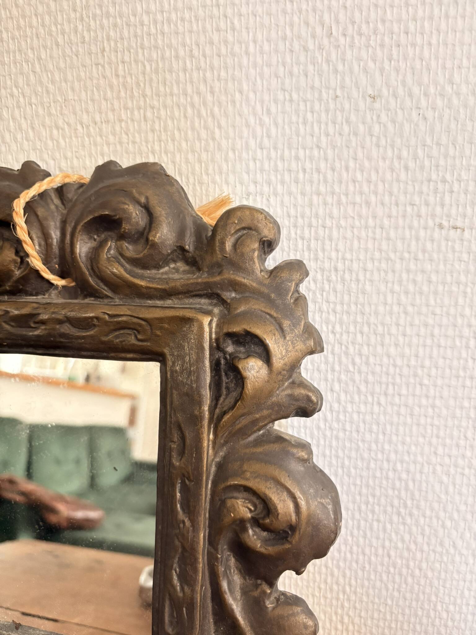 Mirror Frame Terracotta Bronze Patina Rocaille Scrolls Louis XV Style