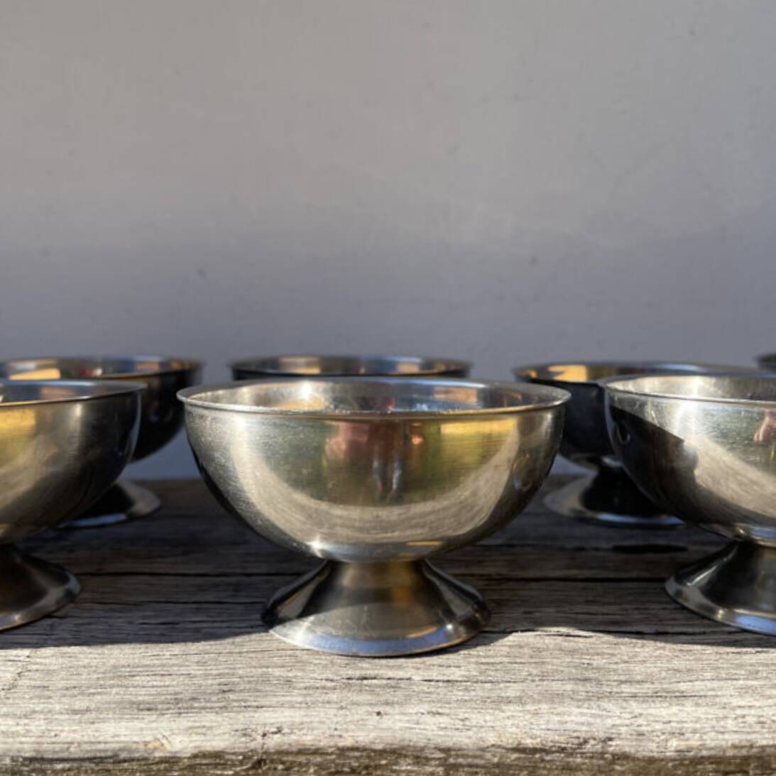 12 vintage stainless steel bowls