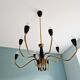 Spider chandelier in brass and black lacquered metal Italian design 1950s