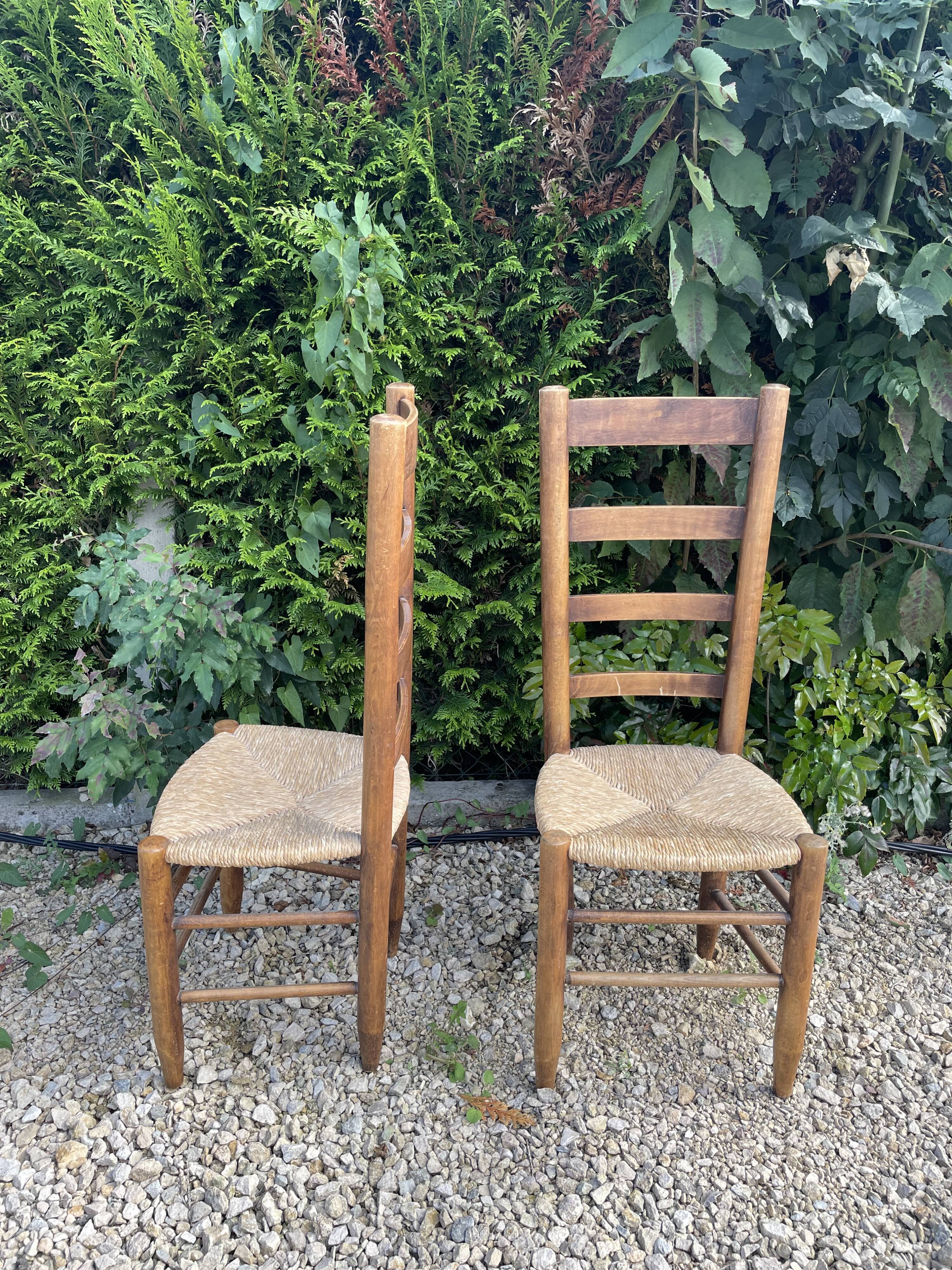Set of 4 straw chairs