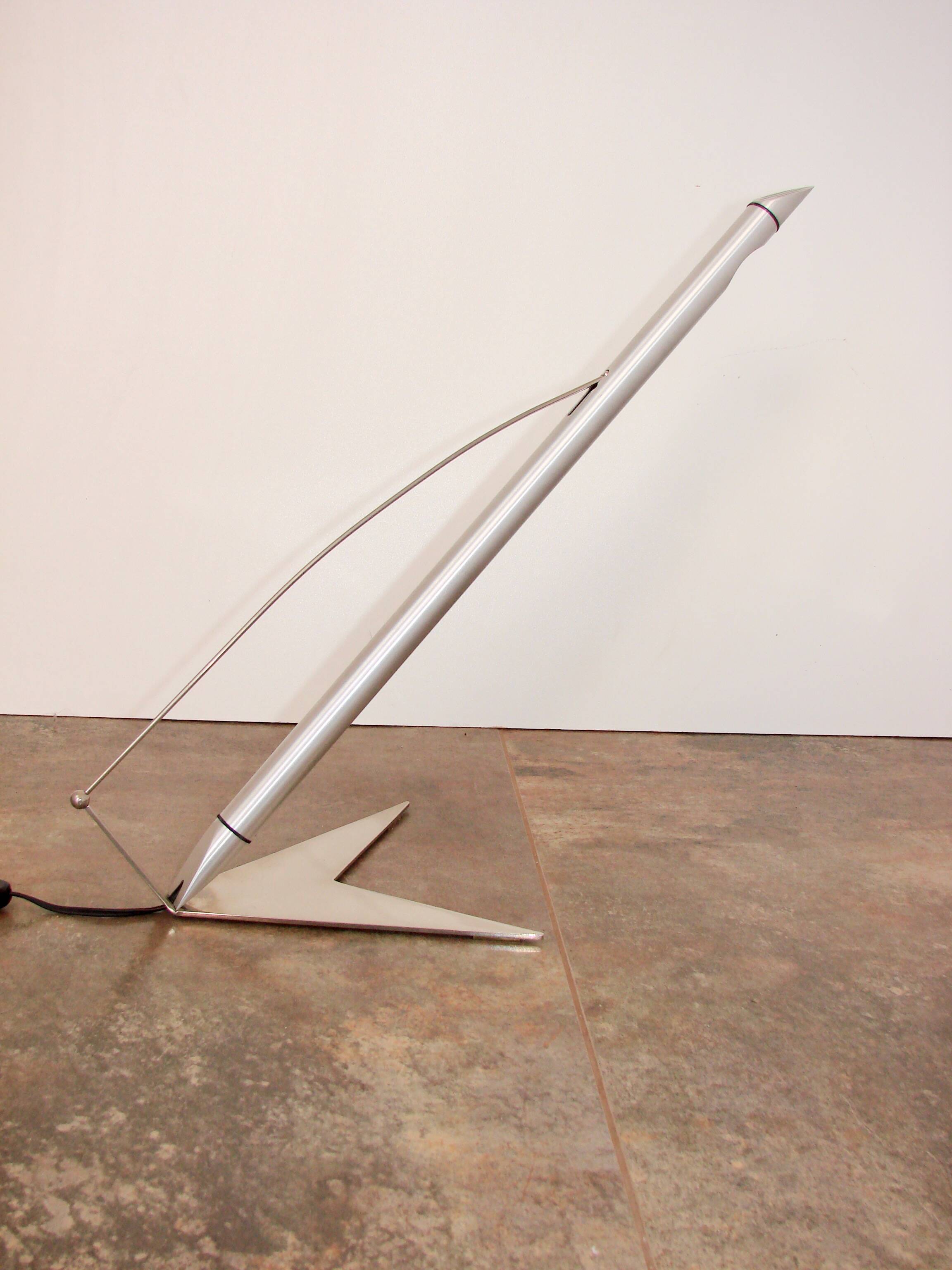 1990s Space Age lamp, nickel-plated brass and aluminium, 40 cm
