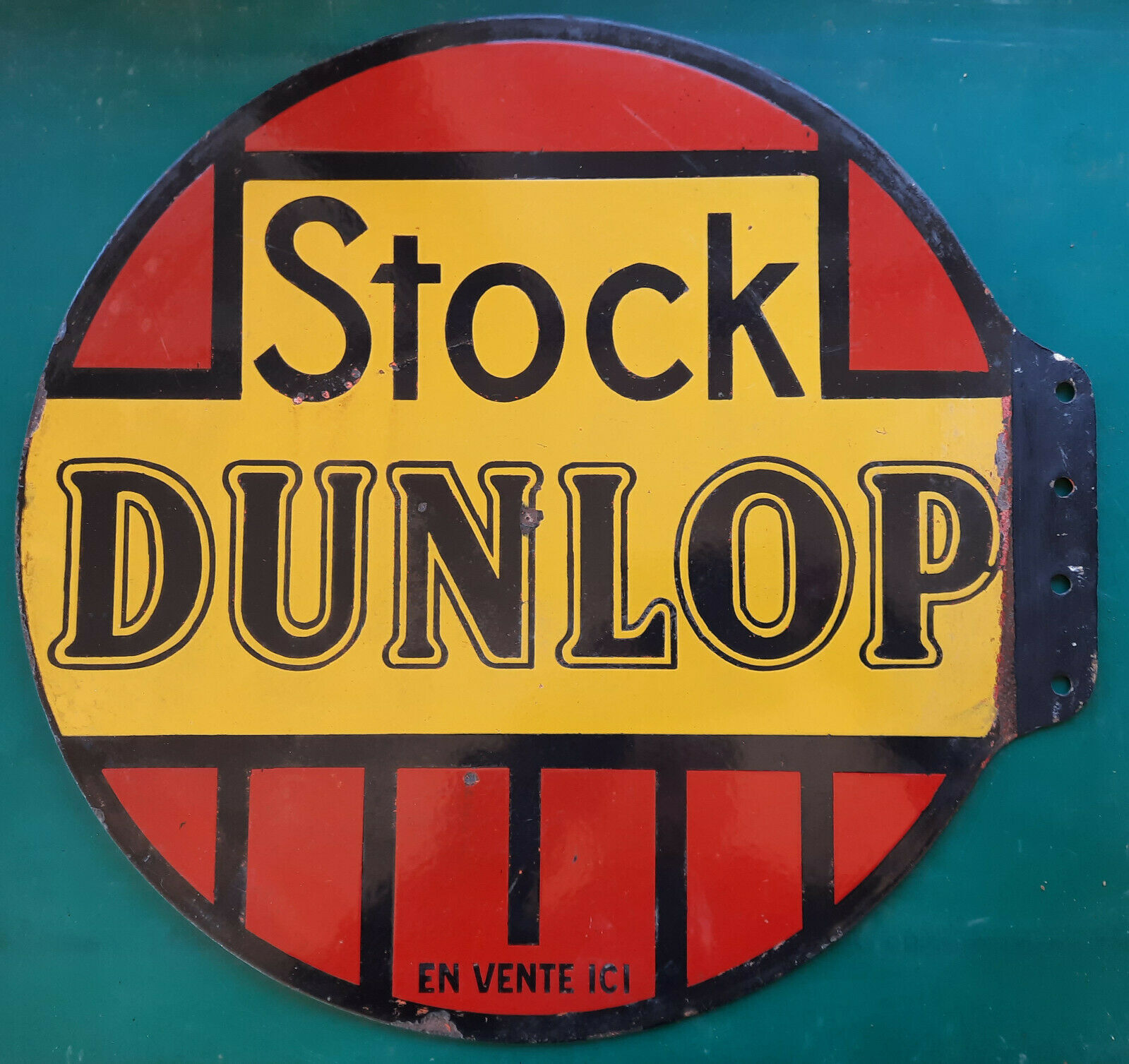 Old enamelled plate "Stock Dunlop" 50cm 1950