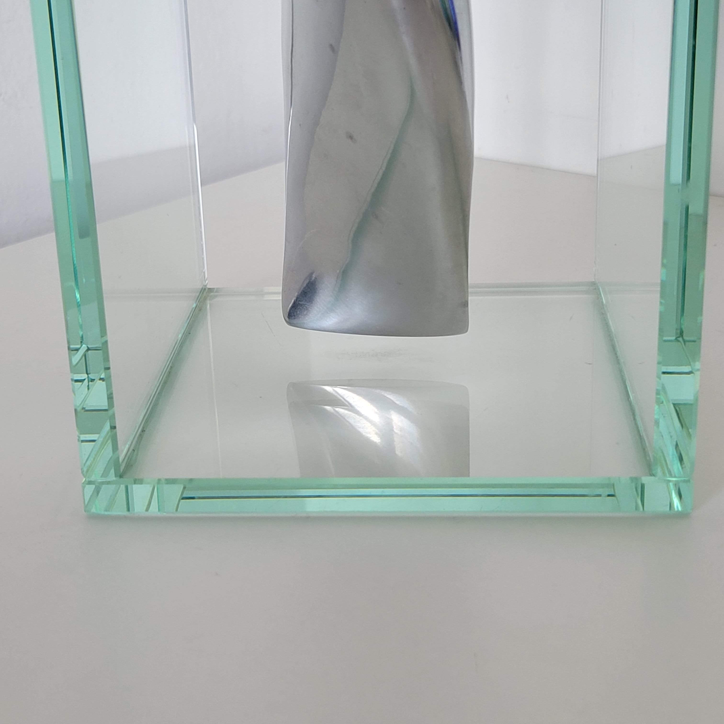Modernist vase in aluminum and glass 1980