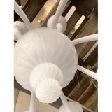 Italian Monumental Contemporary 18 Arms in White Murano Style Glass Chandelier