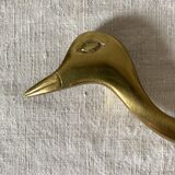 Brass coat hook, zoomorphic towel holder, bird