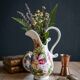 Vintage Ceramic Jug Hand-Painted Multicoloured Floral Decor, Ewer