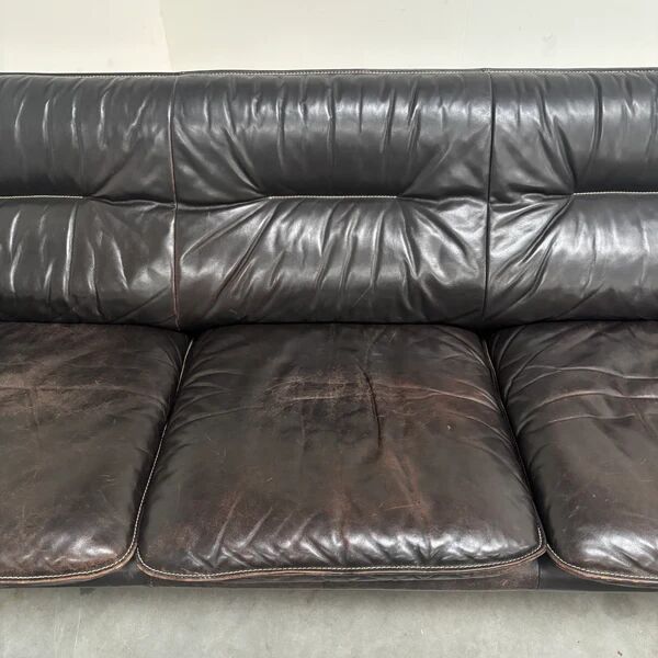 Black leather De Sede DS16 sofa, 1970s