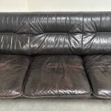 Black leather De Sede DS16 sofa, 1970s