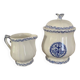 Milk or cream jug and sugar bowl with Gien earthenware lid, Rouen model 32