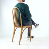 Vintage Thonet Bentwood Oak Chair With Original Label, Czechoslovakia, 1920