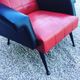 Vintage armchair in red and black skaï from the 1960s