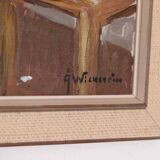 Original Swedish oil on canvas – “Figure in Interior” by Åke Wickström – vintage & framed – 57 × 66 cm