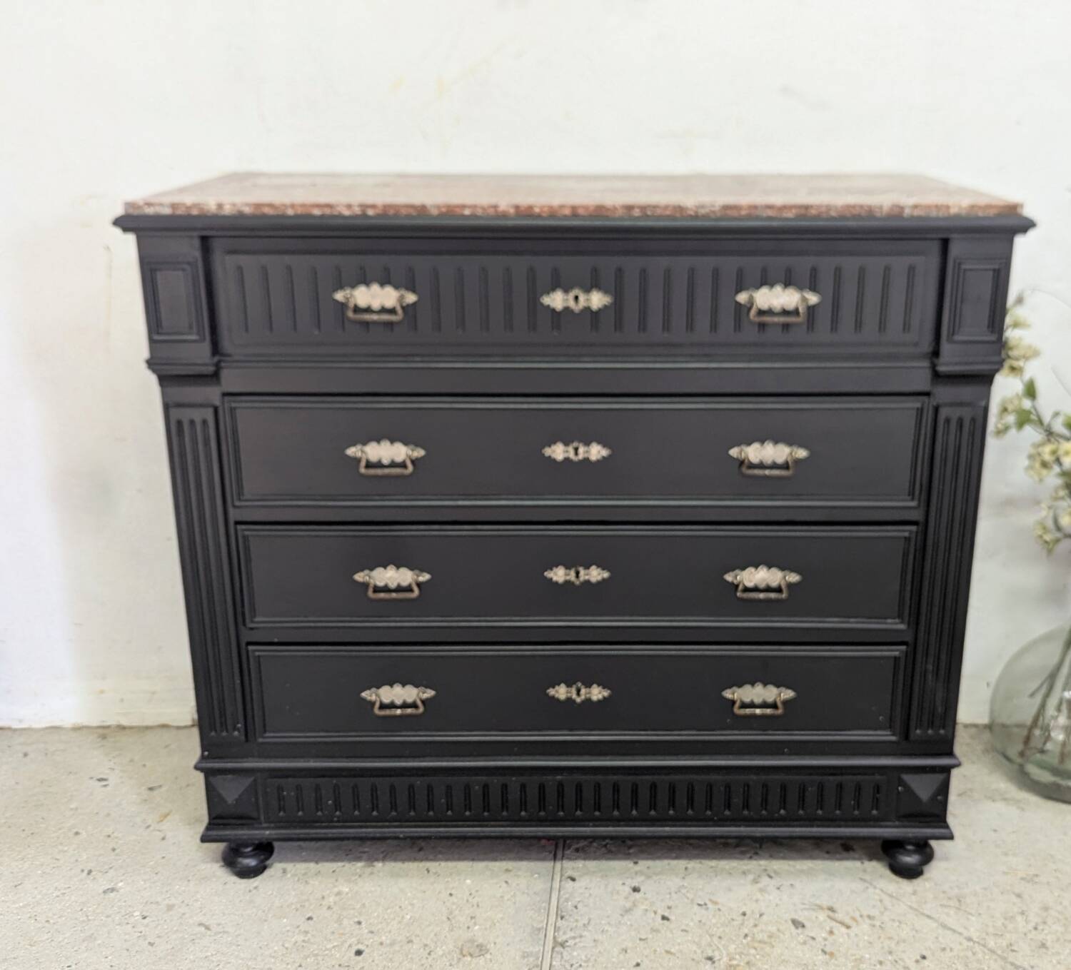19th-19th Century Chest of Drawers with Shabby Patina