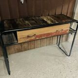 Industrial style console (or desk) in wood & metal
