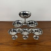 Lot de 6 coupes à glace / dessert en inox, forme de "fleur"