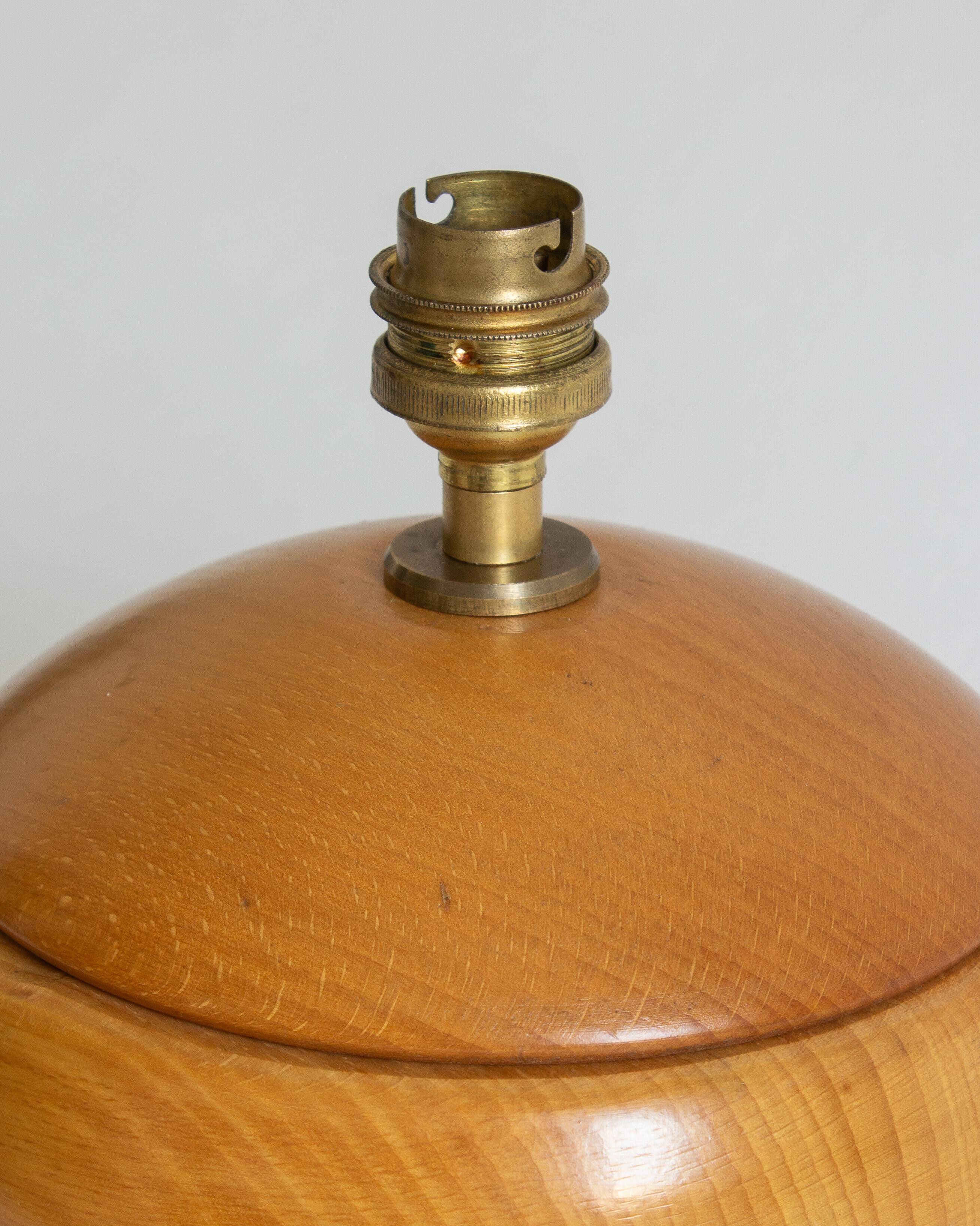 Blond wood lamp base, 70s