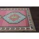 1970s vintage Turkish hand-knotted wool cotton pink area rug 128x208