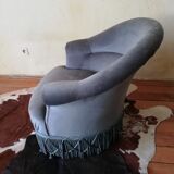 Chair toad blue fabric and fringe