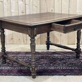 Oak desk table with one drawer, work from the 1930s