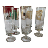 5 flûtes à champagne en cristal Année 70