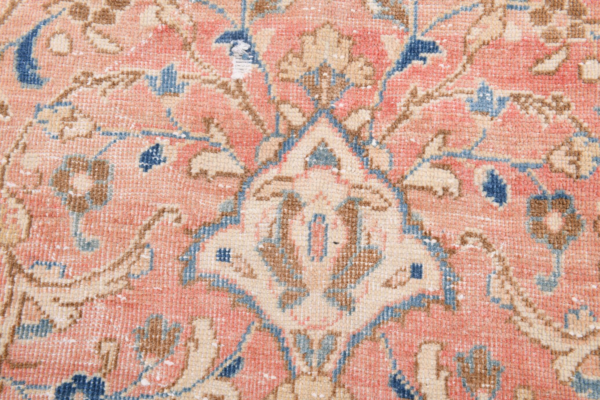Tapis persan classique rose et bleu 9x12, 280x382 cm
