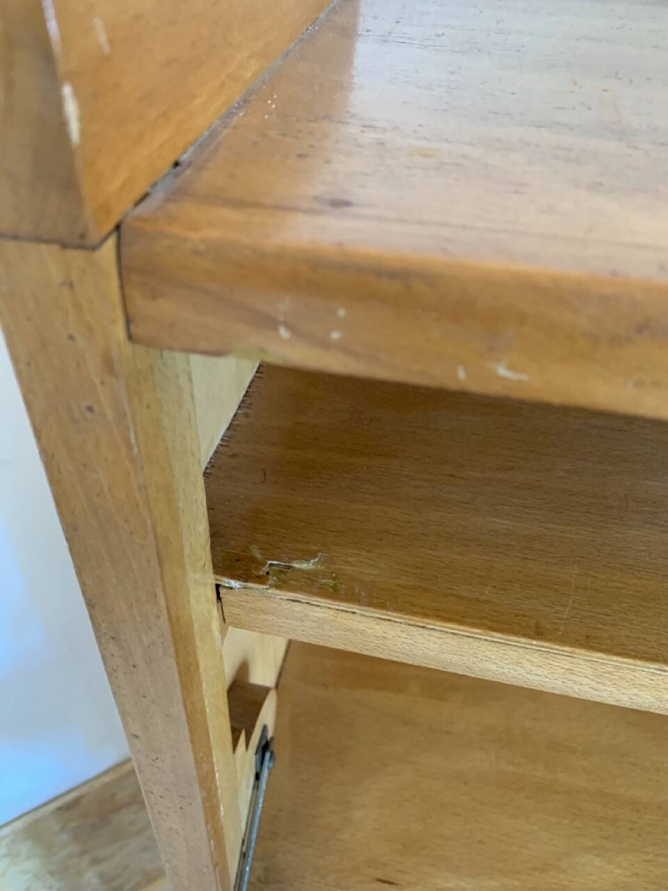 1950s oak secretary with sliding doors