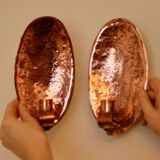 Paire d'appliques murales suédoises en cuivre du milieu du siècle