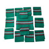 Basque green tablecloth and its 12 napkins