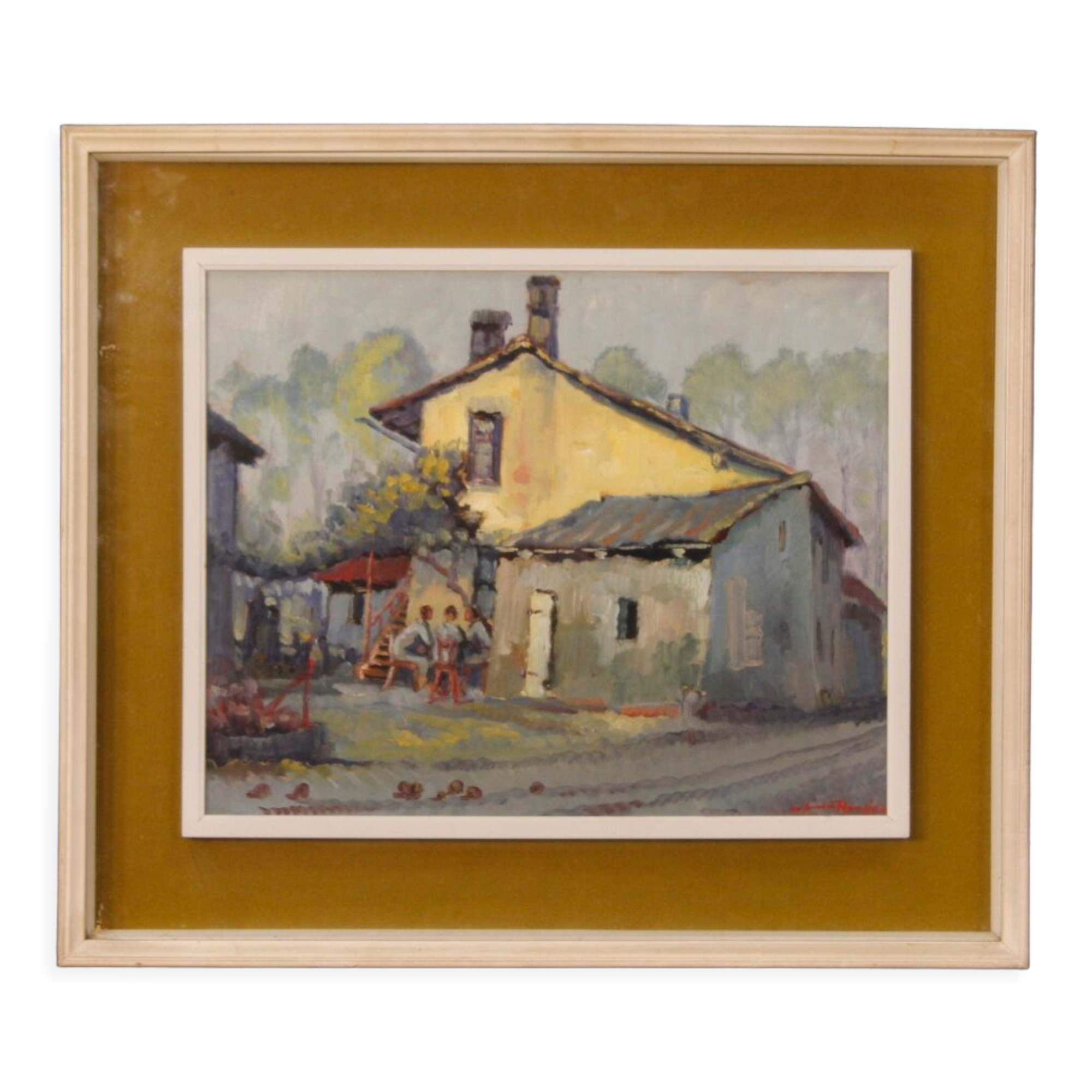 Italian popular scene signed painting oil on board