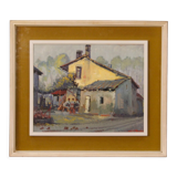 Italian popular scene signed painting oil on board