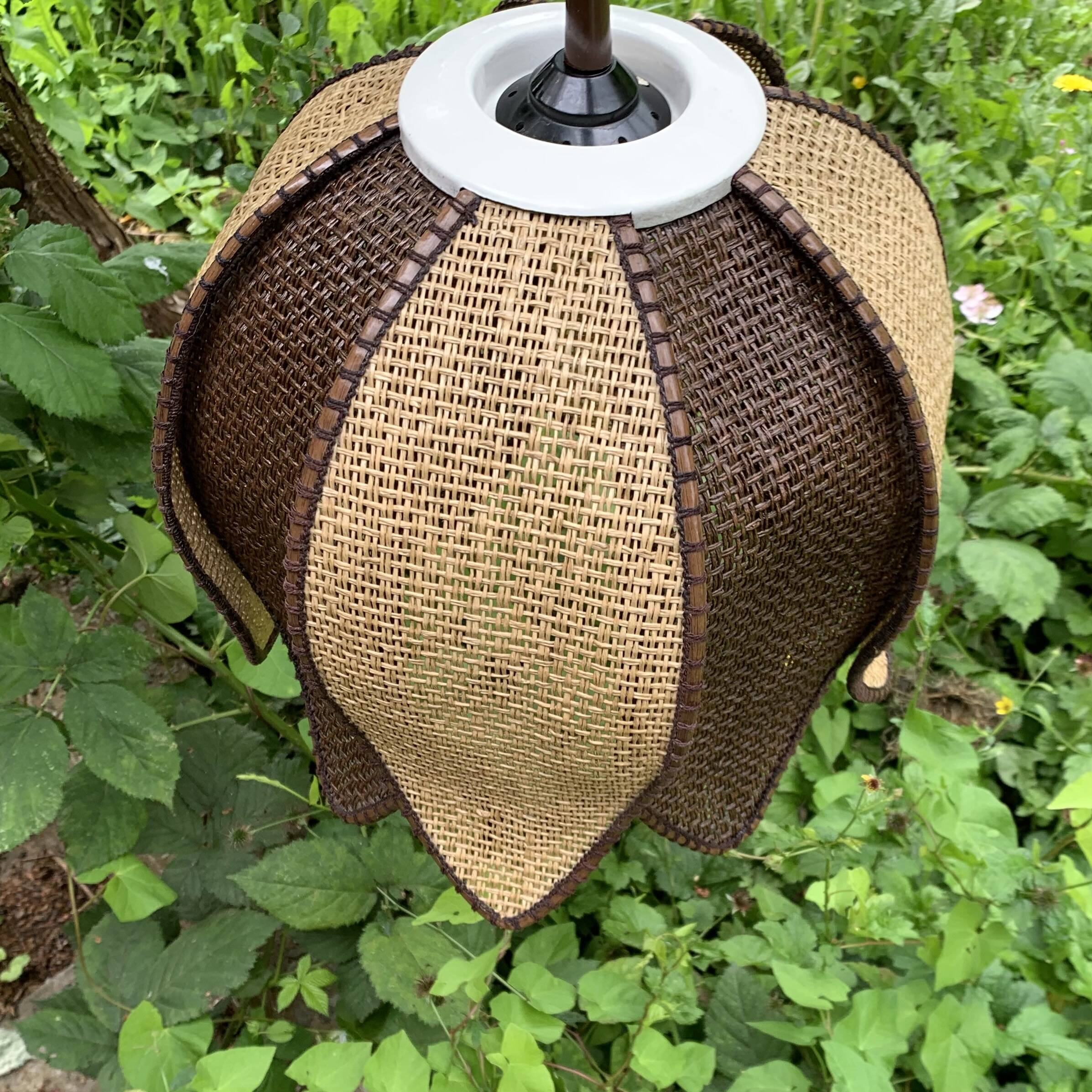 Vintage lotus flower pendant in two-tone braided rope