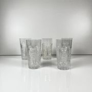 Set of 5 Bohemian cut crystal highball glasses, Czech Republic