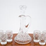 Crystal decanter with glasses, Poland, 1960s
