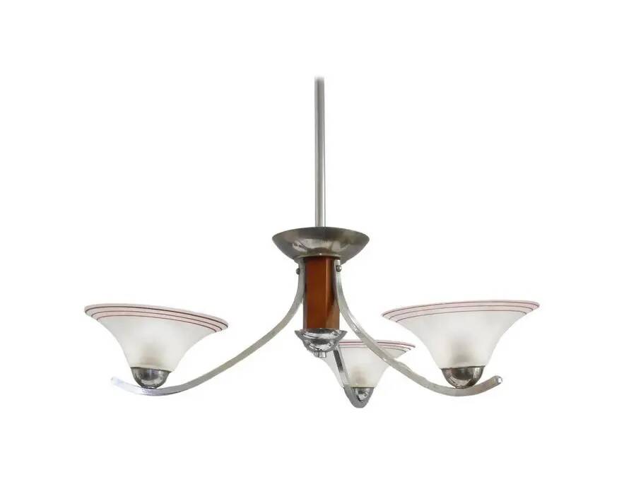 Art Deco three-arm chandelier, France, 1920s-1940s