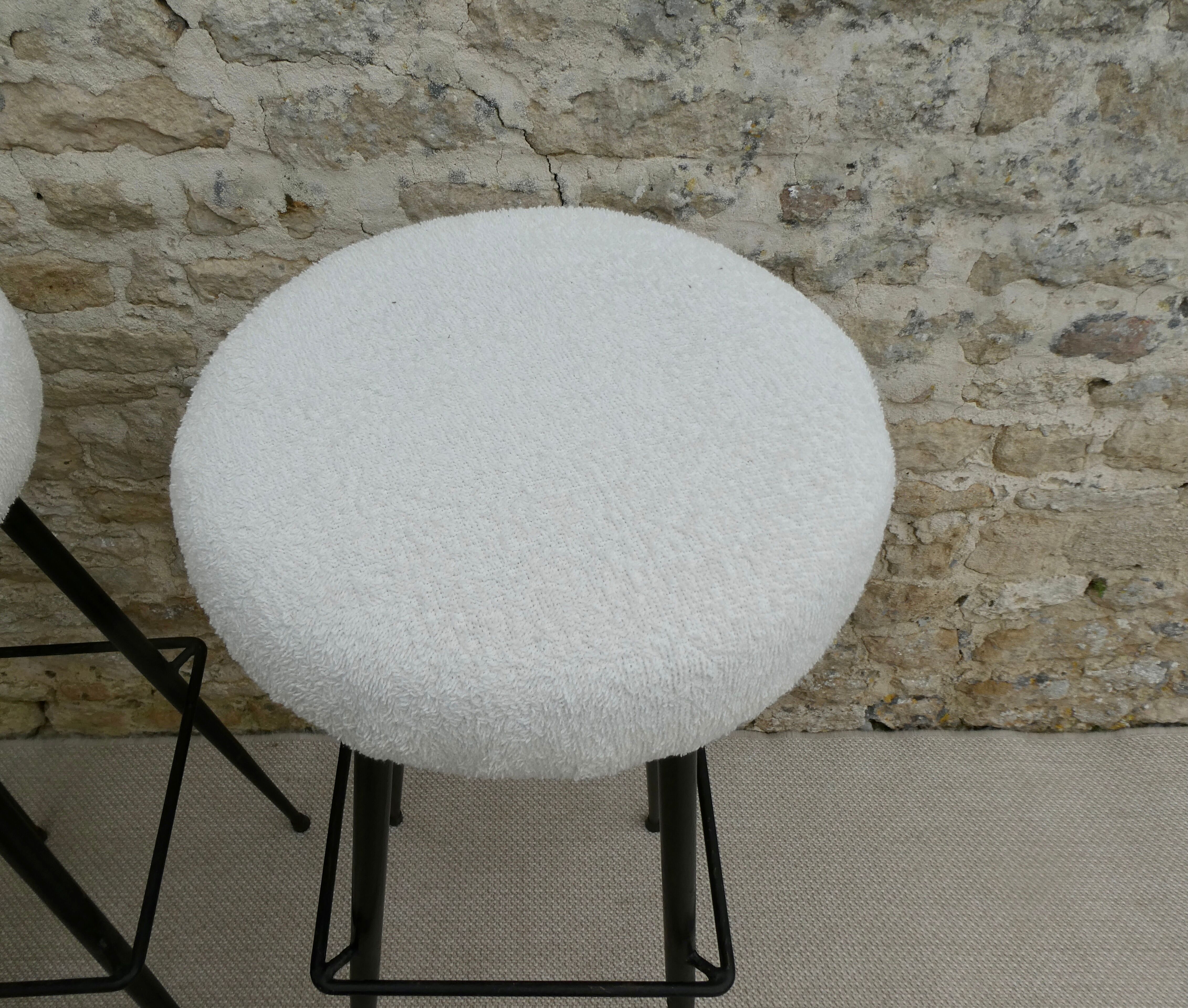 Pair of metal bar top stools in the 60s