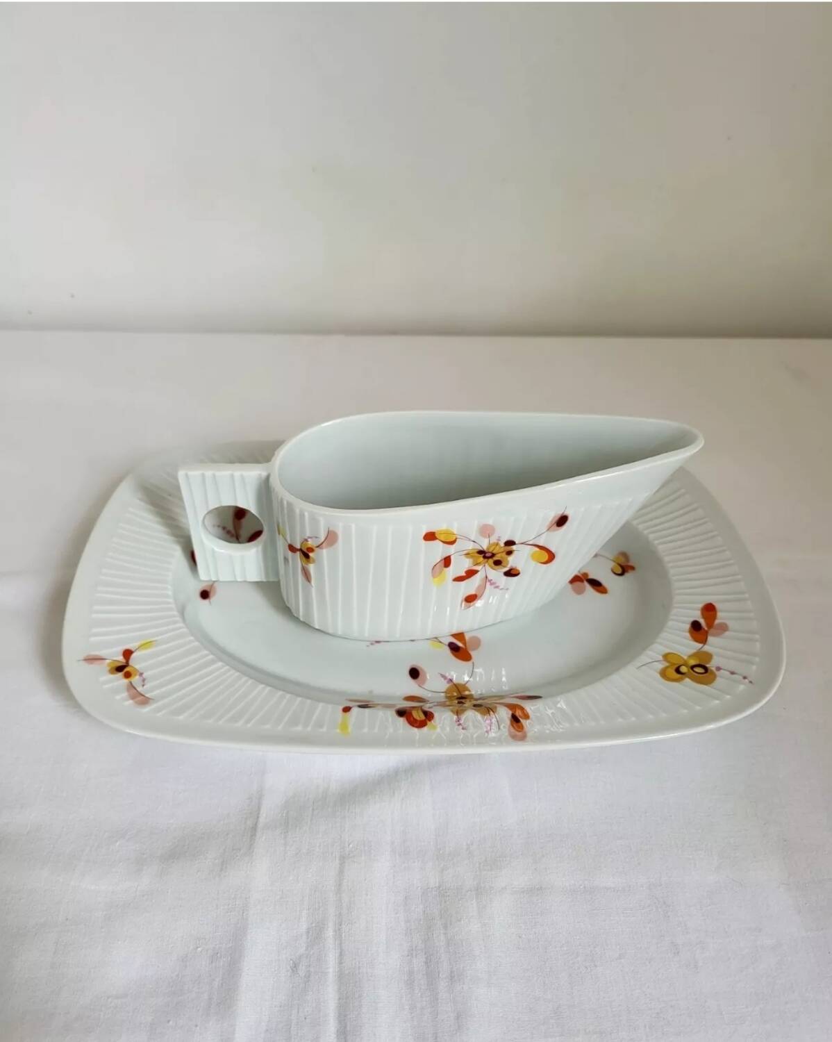 Haviland Limoges Gravy Boat and Porcelain Tray, Vintage