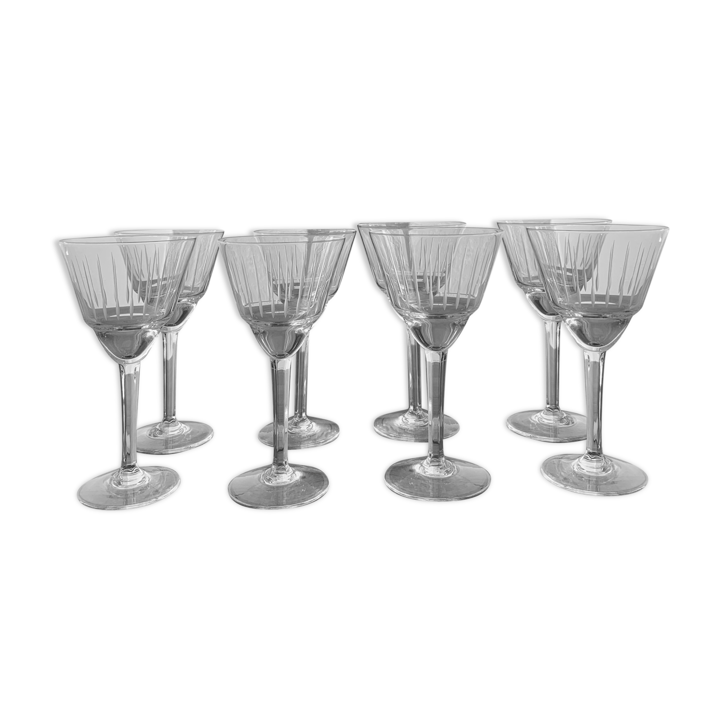 Service 8 glasses of crystal wine art deco