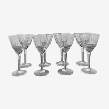 Service 8 glasses of crystal wine art deco