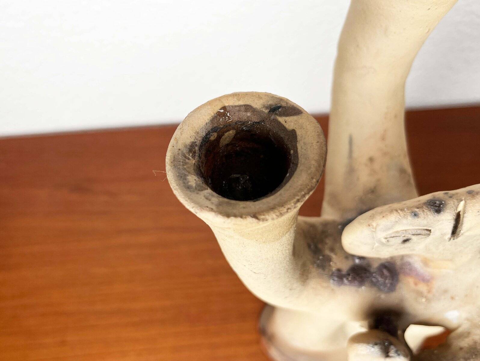 German Studio Pottery Sculptural Candleholder from Hans Fischer, 1980s