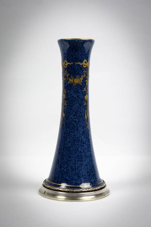 Porcelain and silver soliflore vase, 1st grade - Paul Millet, early 20th century