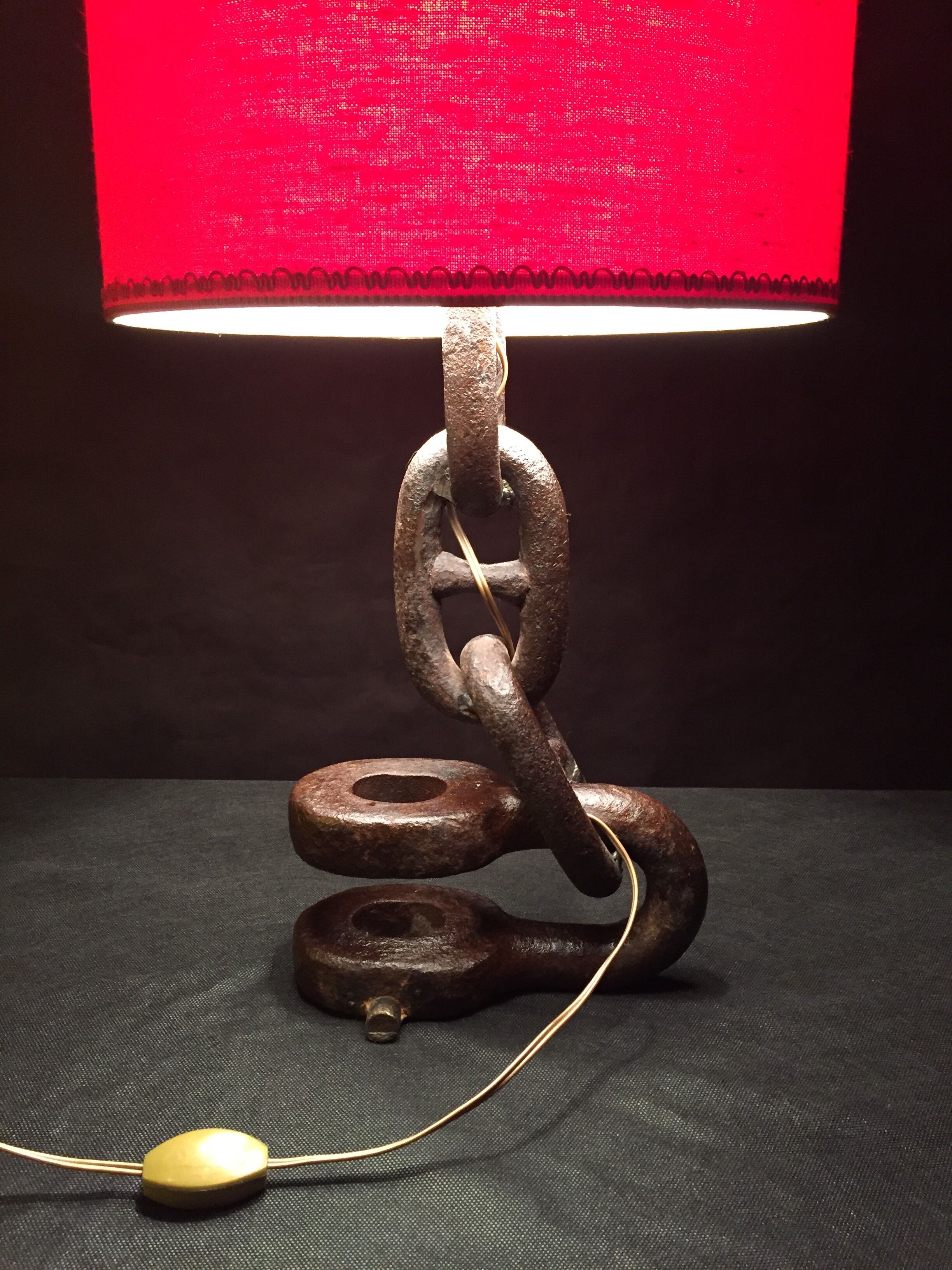 Vintage 1960s navy liner chain lamp red light