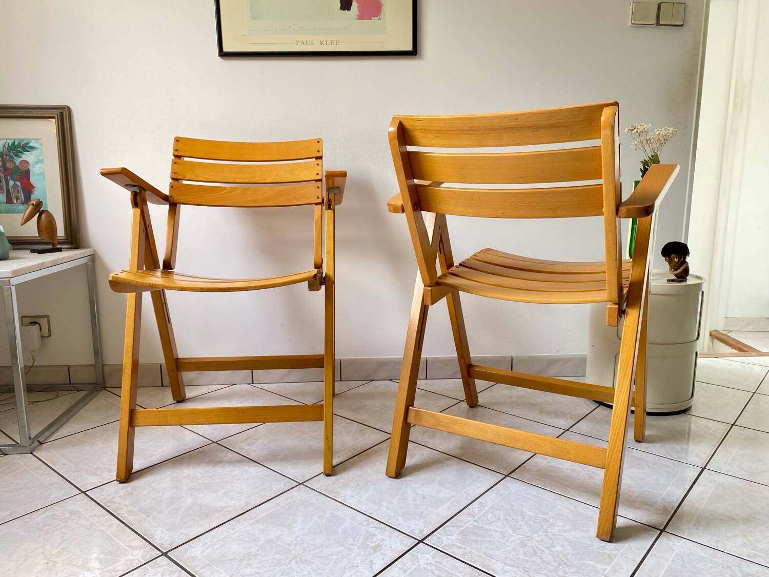 Pair of Clairitex France vintage garden armchairs from the 70s, solid wood