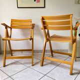 Pair of Clairitex France vintage garden armchairs from the 70s, solid wood